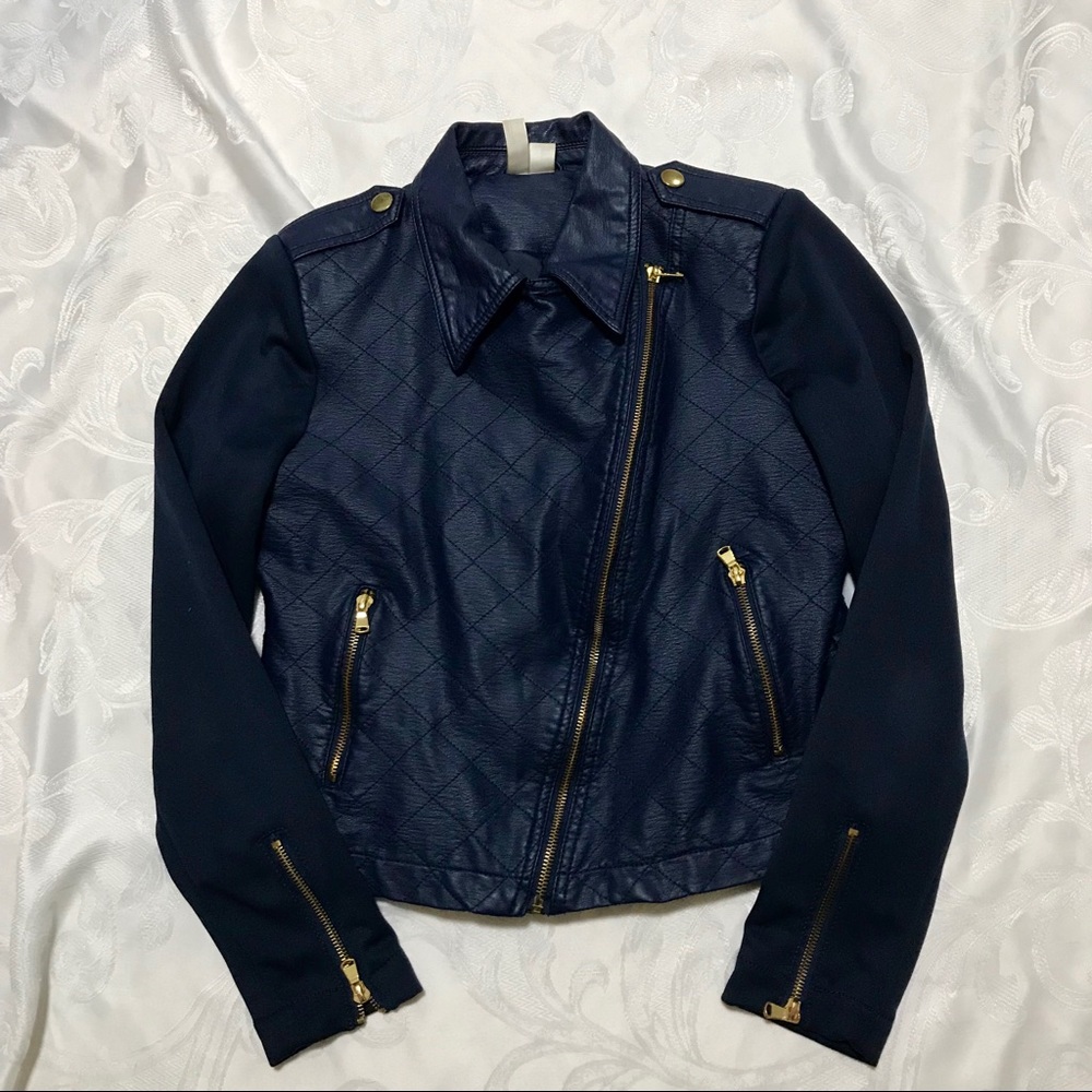 Awesome Blue Faux Leather Jacket
